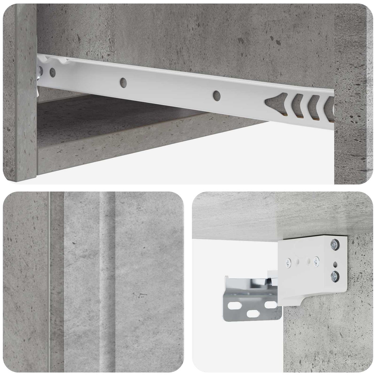 Tavolino da Parete Laterale Grigio Cemento 59 x 34,5 x 17 cm