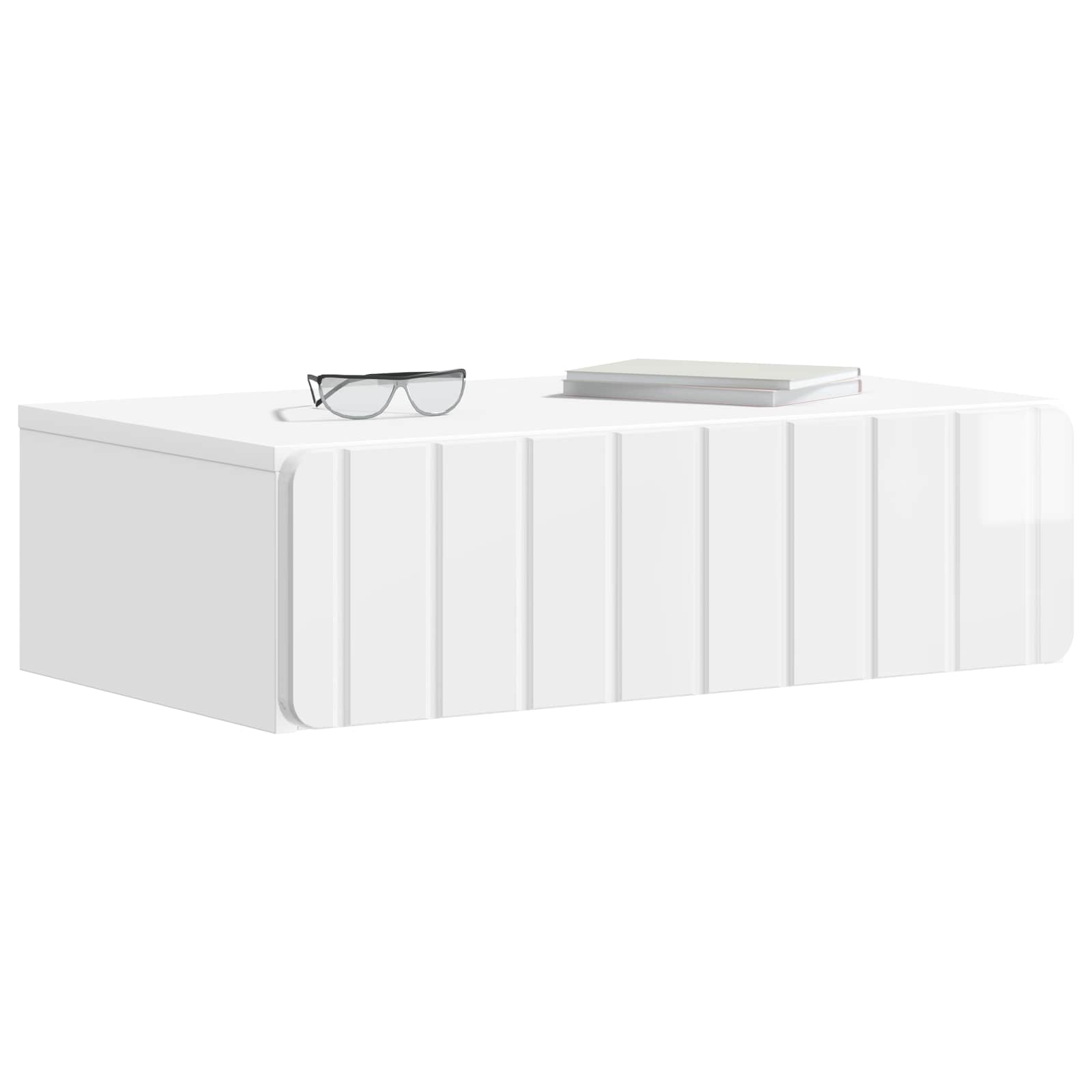Tavolino da Parete Laterale Bianco Lucido 59 x 34,5 x 17 cm | homemem39