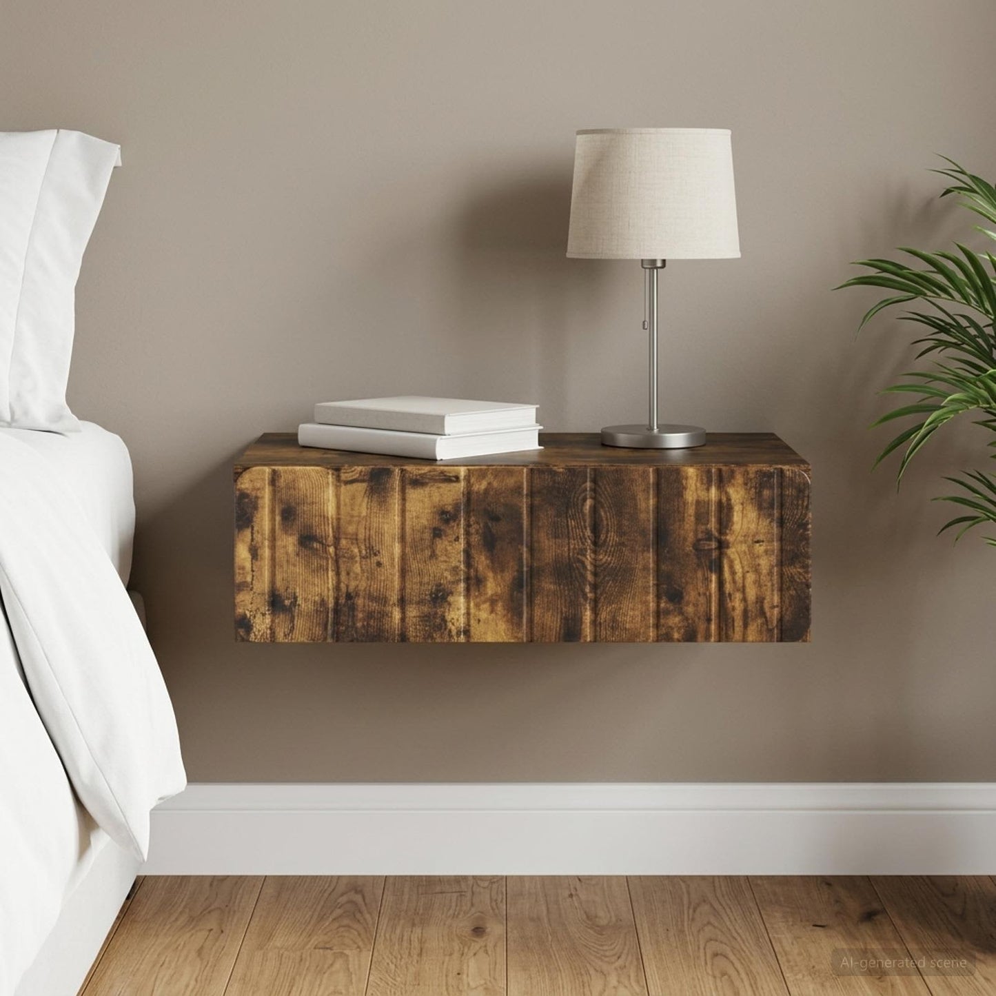 Tavolino da Parete Laterale Rovere Fumo 59 x 34,5 x 17 cm - homemem39