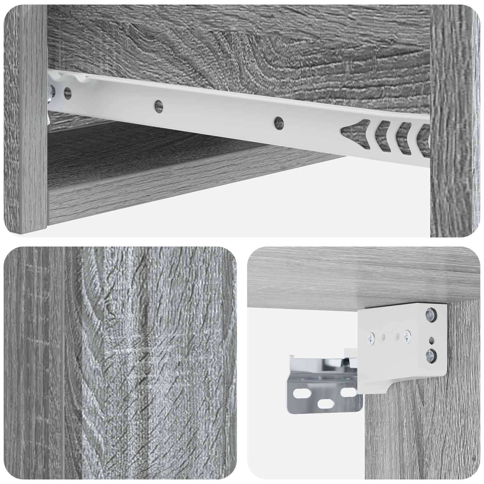 Tavolino da Parete Laterale Grigio Sonoma 59 x 34,5 x 17 cm | homemem39