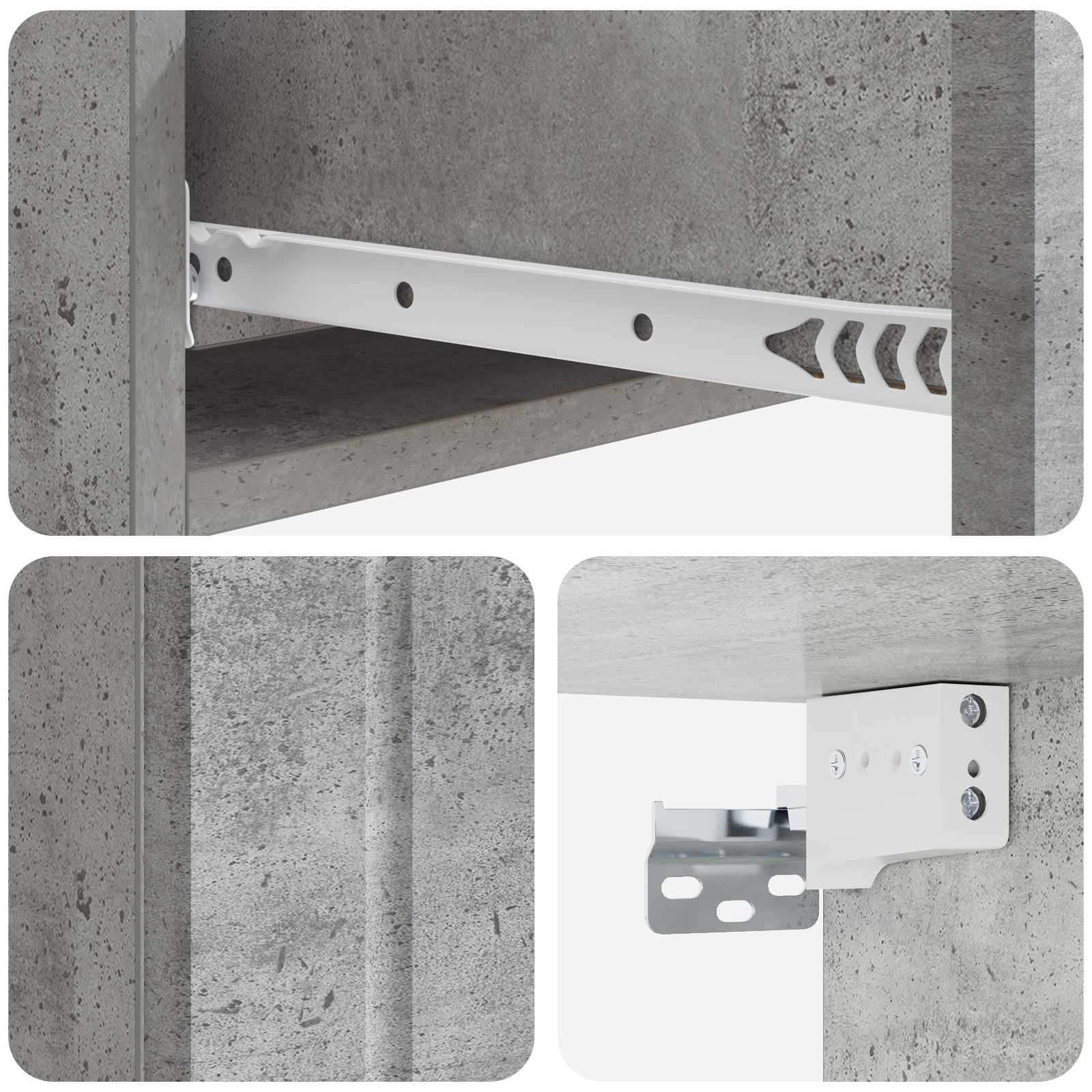 Tavolino da Parete Laterale Grigio Cemento 87,5 x 34,5 x 17 cm | homemem39
