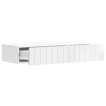 Tavolino da Parete Laterale Bianco Lucido 87,5 x 34,5 x 17 cm | homemem39