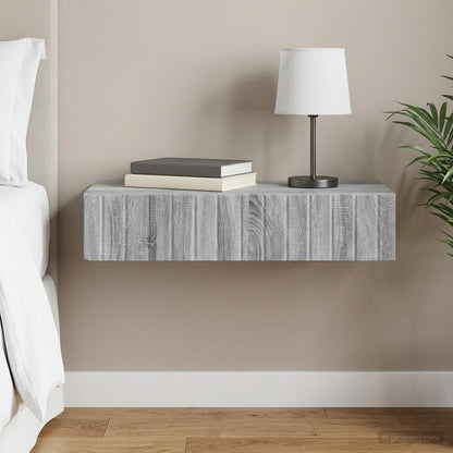 Tavolino da Parete Laterale Grigio Sonoma 87,5 x 34,5 x 17 cm
