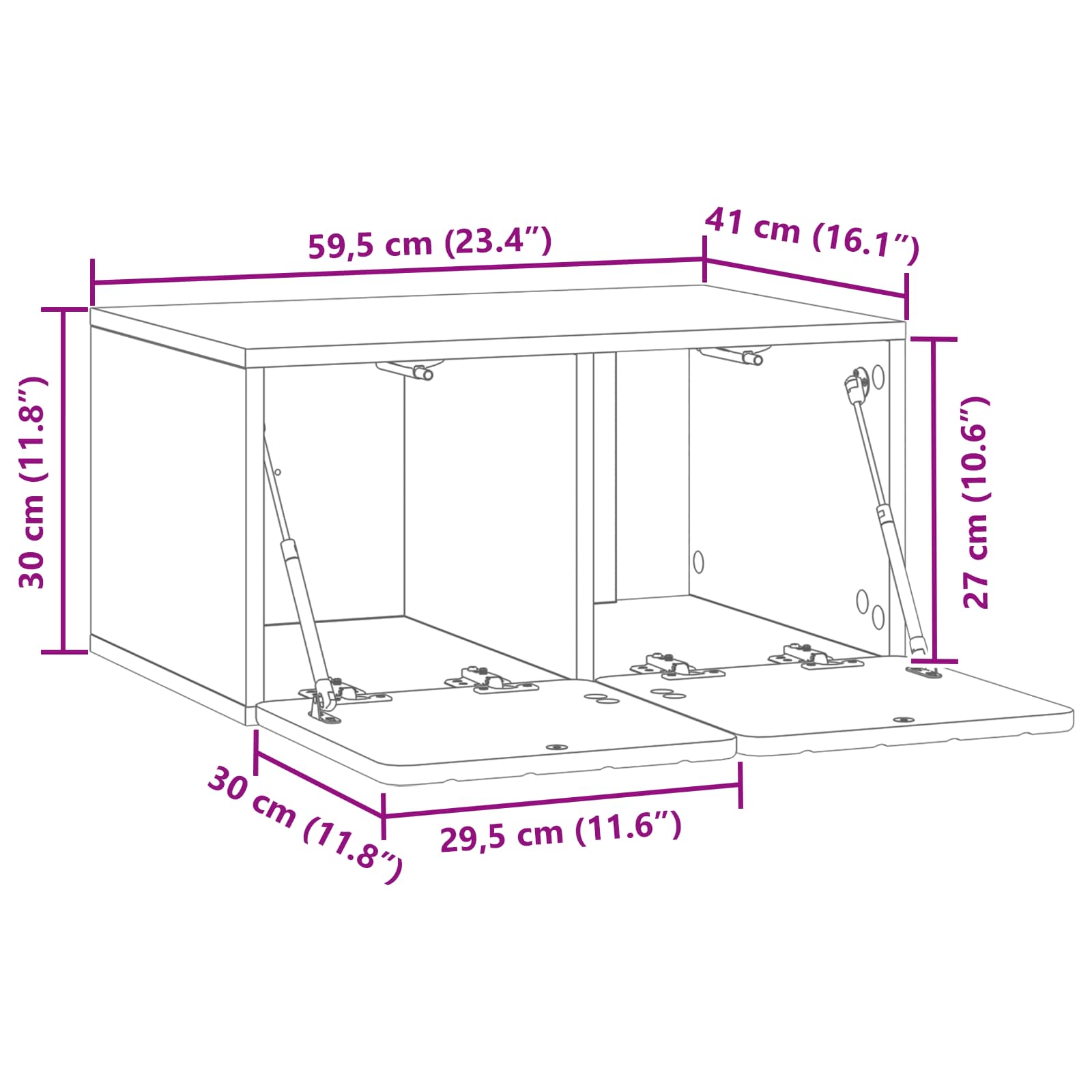 Mobile Porta TV da Muro Rovere Fumo 59,5 x 41 x 30 cm | homemem39