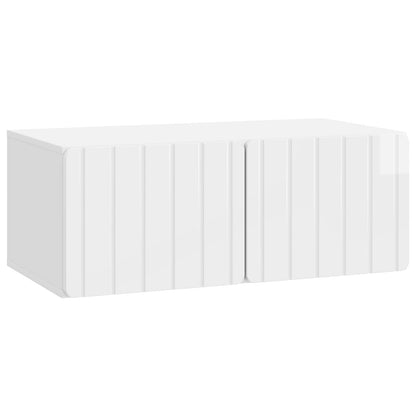 Mobile Porta TV da Muro Bianco Lucido 78,5 x 41 x 30 cm