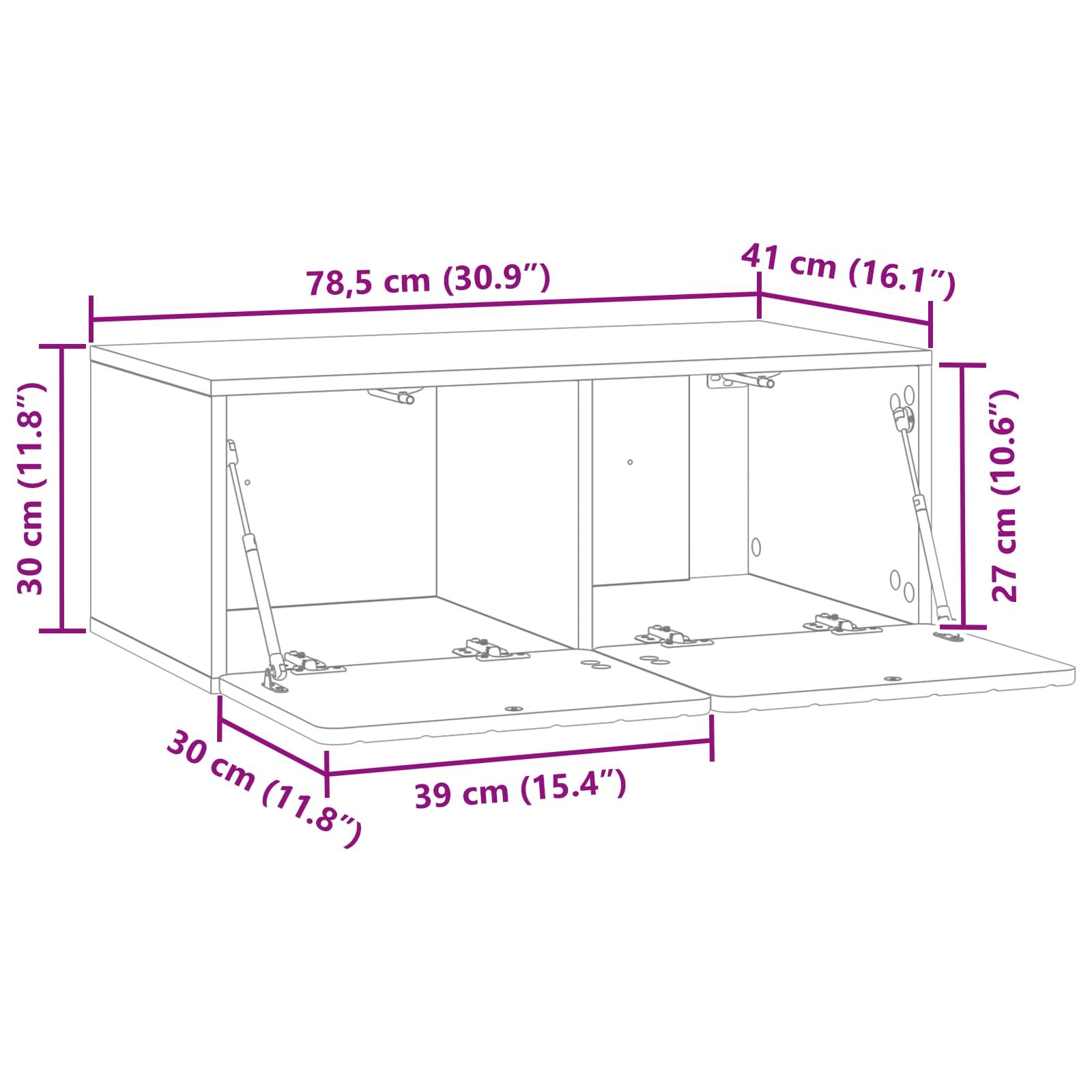 Mobile Porta TV da Muro Grigio Sonoma 78,5 x 41 x 30 cm | homemem39