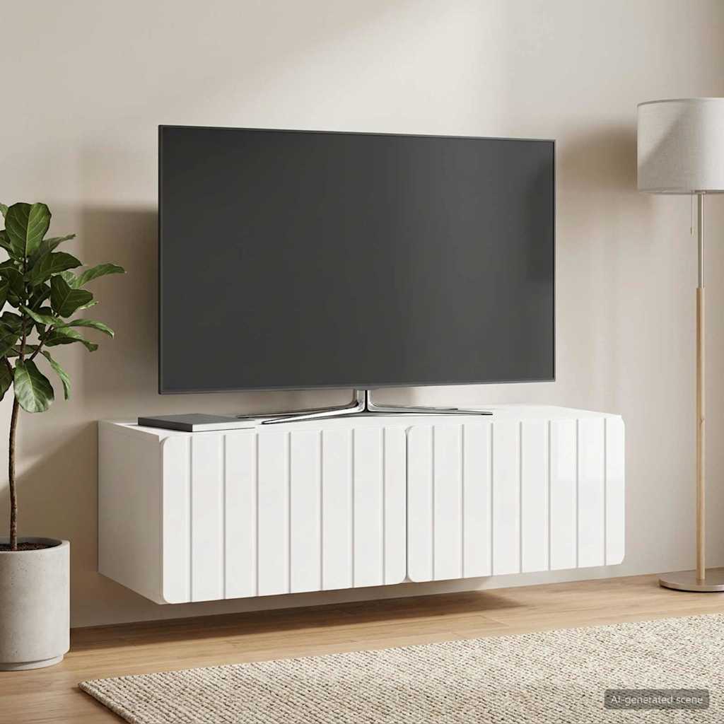 Mobile Porta TV da Muro 98 x 41 x 30 cm Bianco Lucido