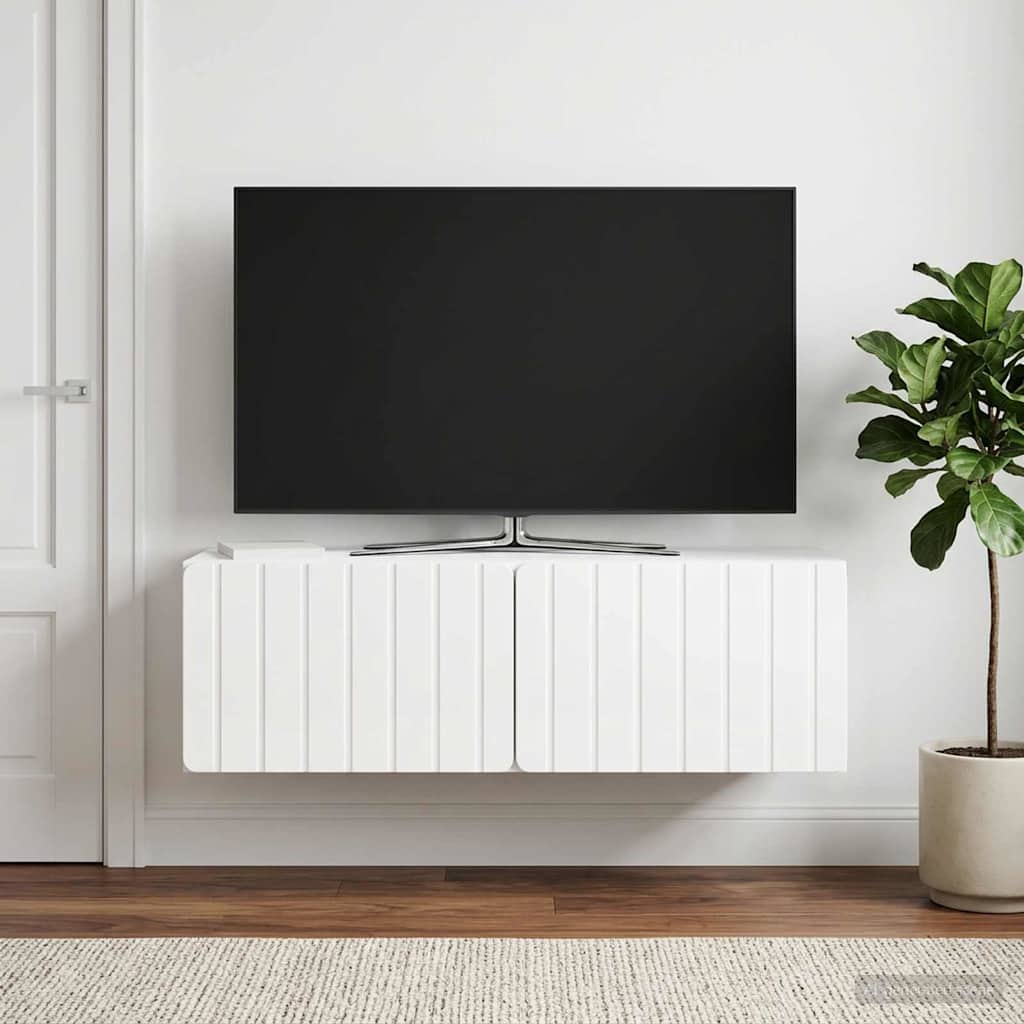 Mobile Porta TV da Muro 98 x 41 x 30 cm Bianco Lucido