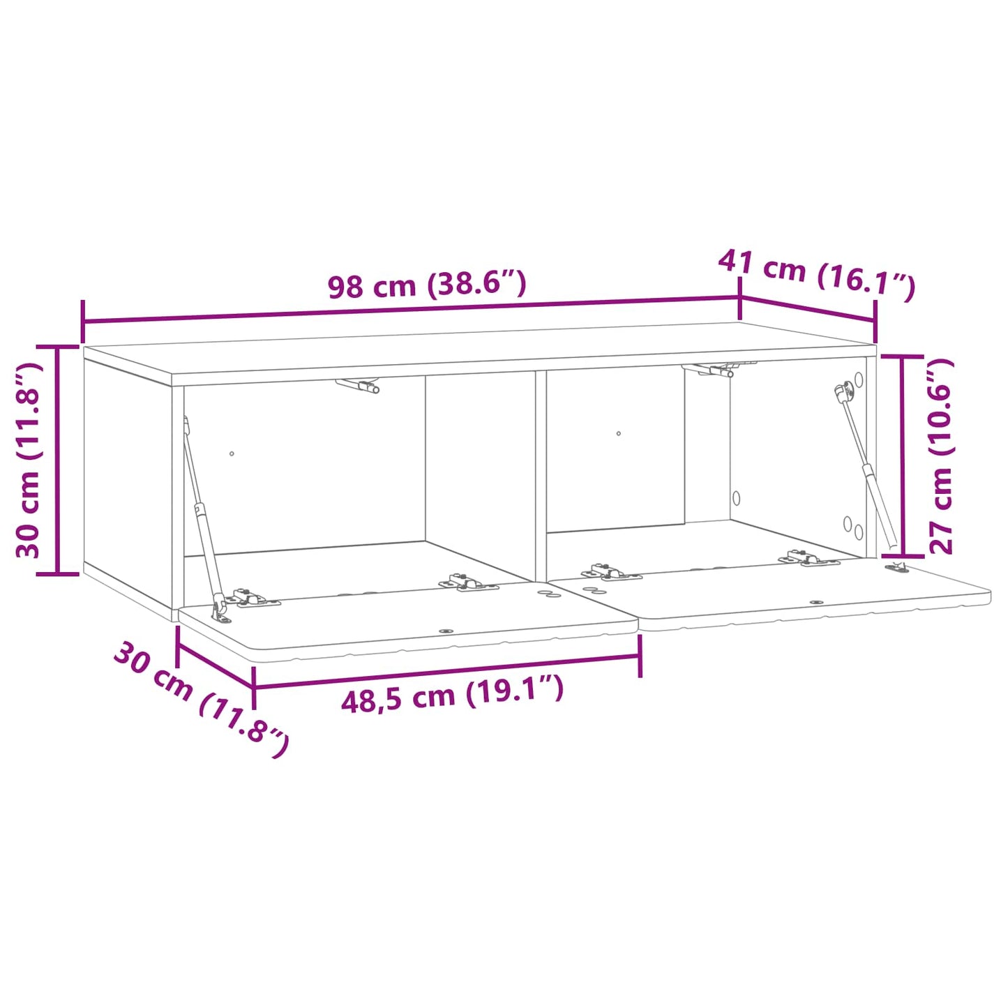 Mobile Porta TV da Muro Grigio Sonoma 98 x 41 x 30 cm | homemem39
