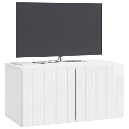 Mobile Porta TV da Muro Bianco Lucido 59,5 x 31 x 30 cm