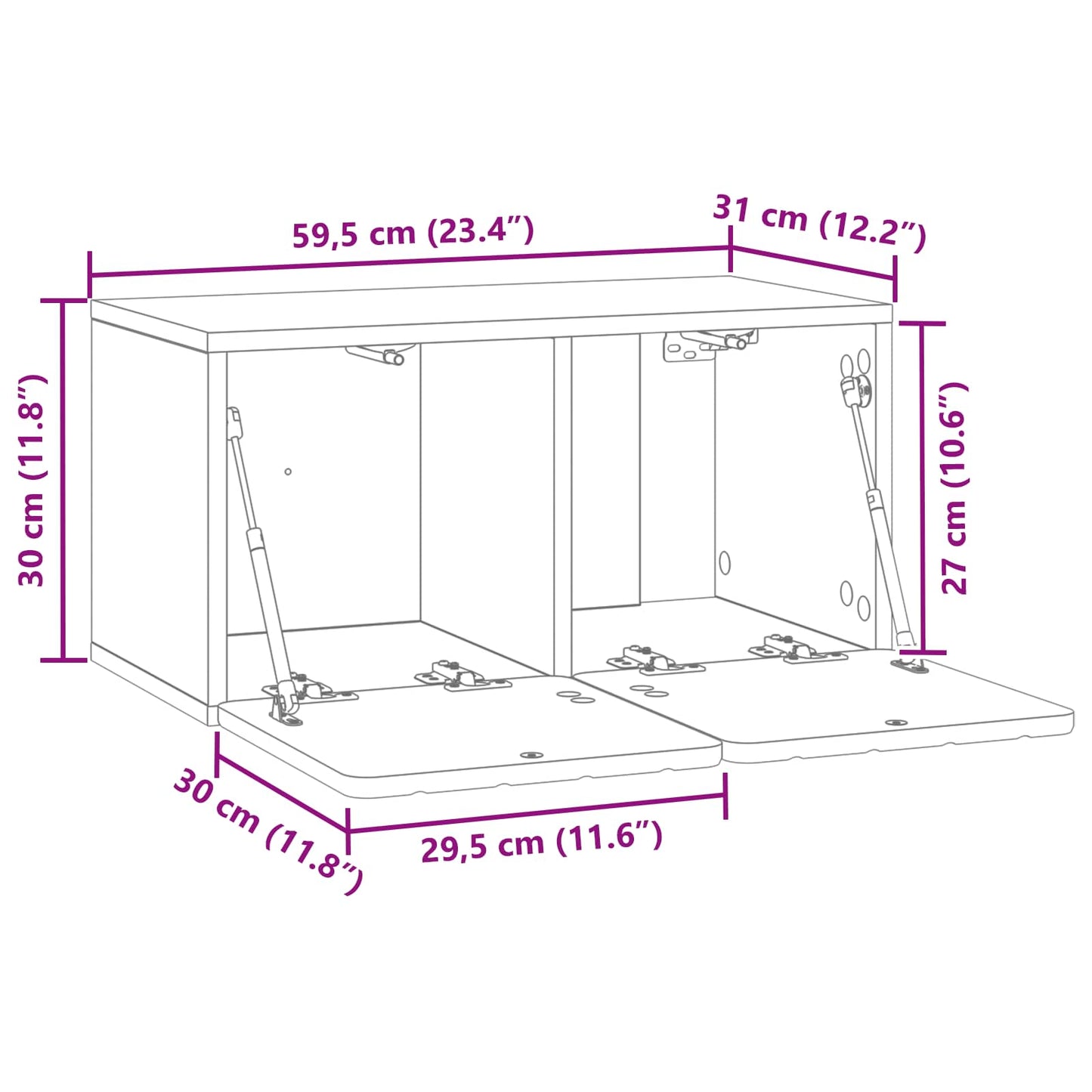 Mobile Porta TV da Muro Bianco Lucido 59,5 x 31 x 30 cm | homemem39