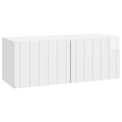 Mobile Porta TV da Muro Bianco Lucido 78,5 x 31 x 30 cm | homemem39
