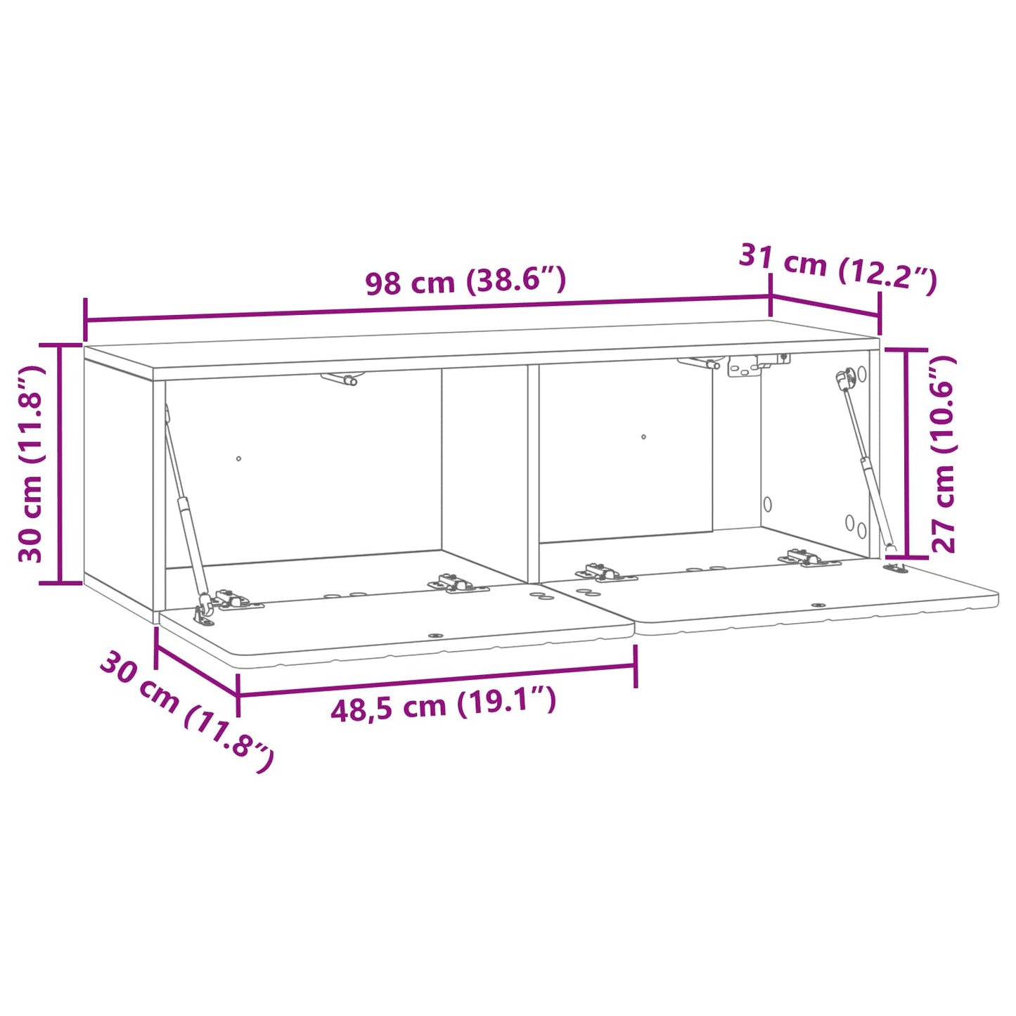 Mobile Porta TV da Muro Grigio Cemento 98 x 31 x 30 cm | homemem39