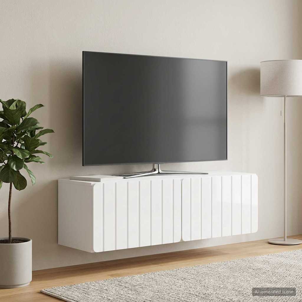 Mobile Porta TV da Muro 98 x 31 x 30 cm Bianco Lucido