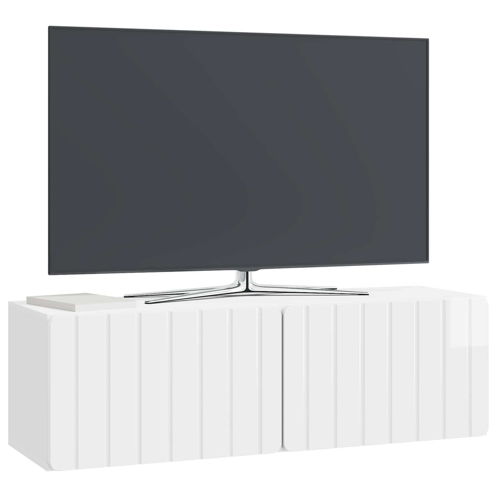 Mobile Porta TV da Muro Bianco Lucido 98 x 31 x 30 cm | homemem39