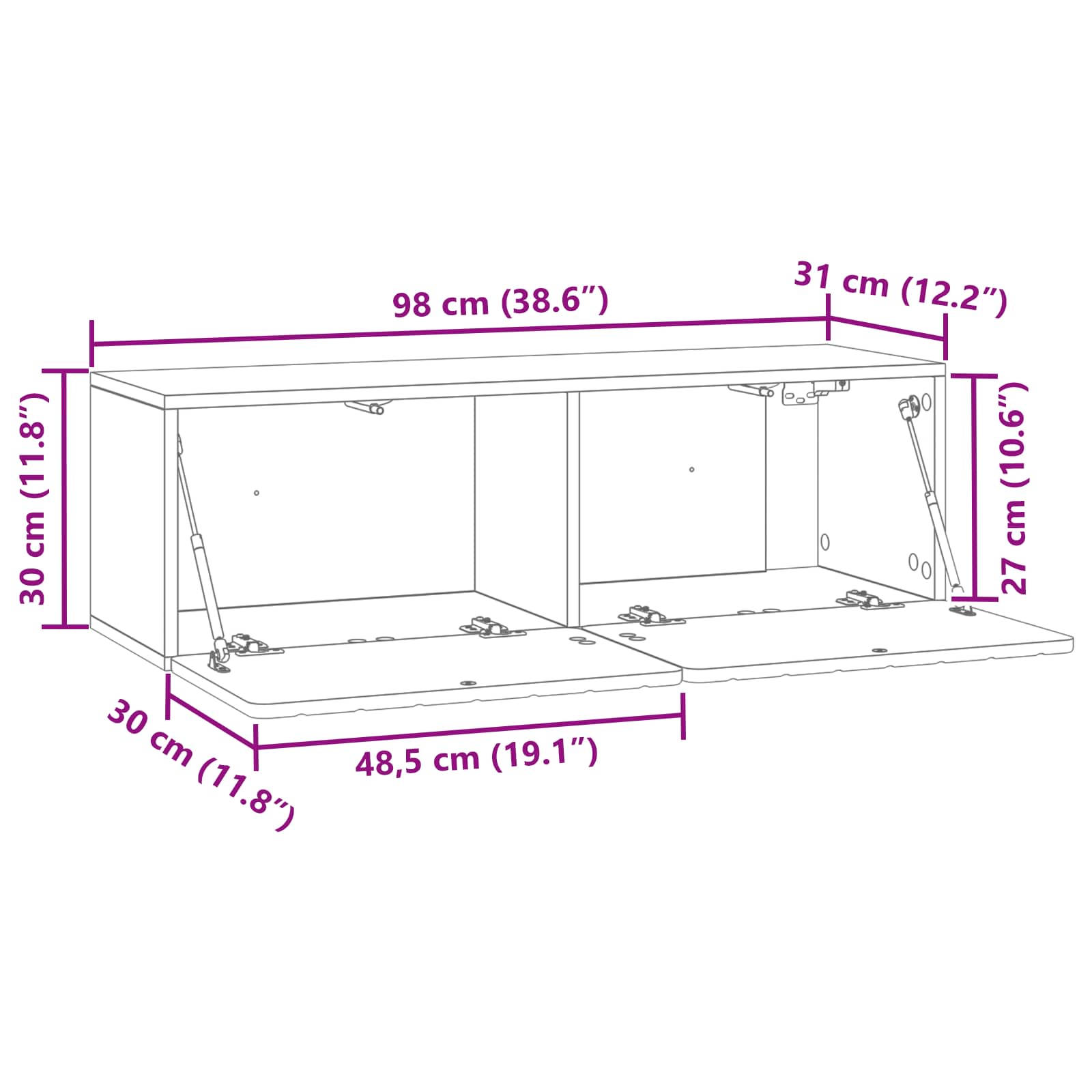 Mobile Porta TV da Muro Legno antico 98 x 31 x 30 cm | homemem39