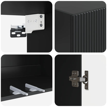 Mobiletto a muro Nero 66 x 34,5 x 90 cm Legno ingegnerizzato | homemem39