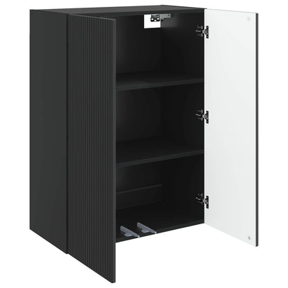 Mobiletto a muro Nero 66 x 34,5 x 90 cm Legno ingegnerizzato | homemem39