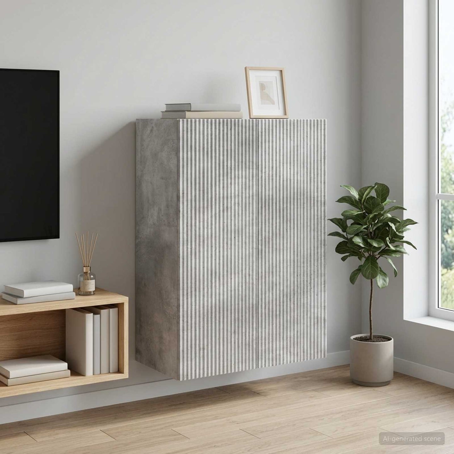 Mobiletto a muro Grigio Cemento 66 x 34,5 x 90 cm | homemem39