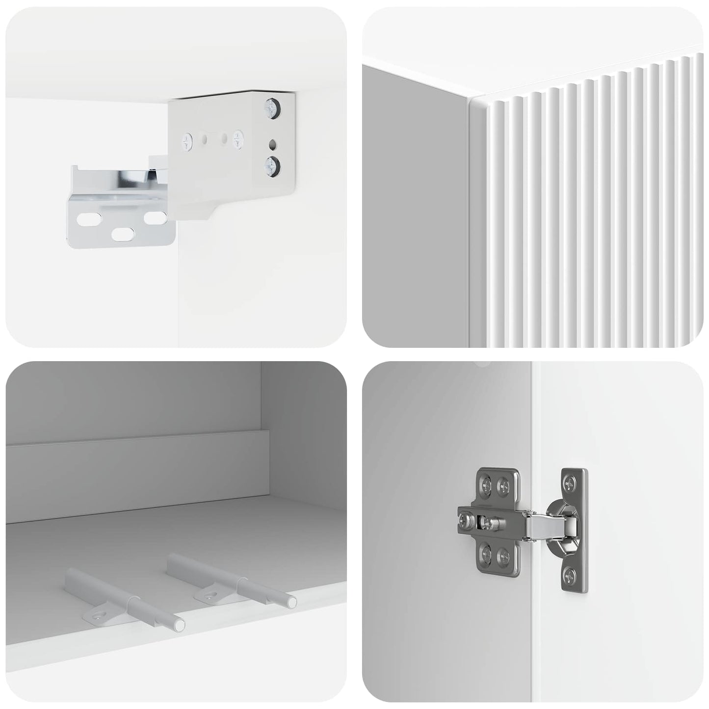 Mobiletto a muro Bianco Lucido 66 x 34,5 x 90 cm