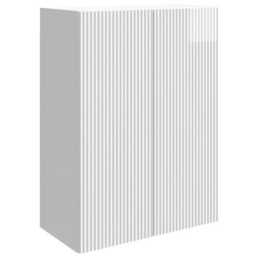 Mobiletto a muro Bianco Lucido 66 x 34,5 x 90 cm