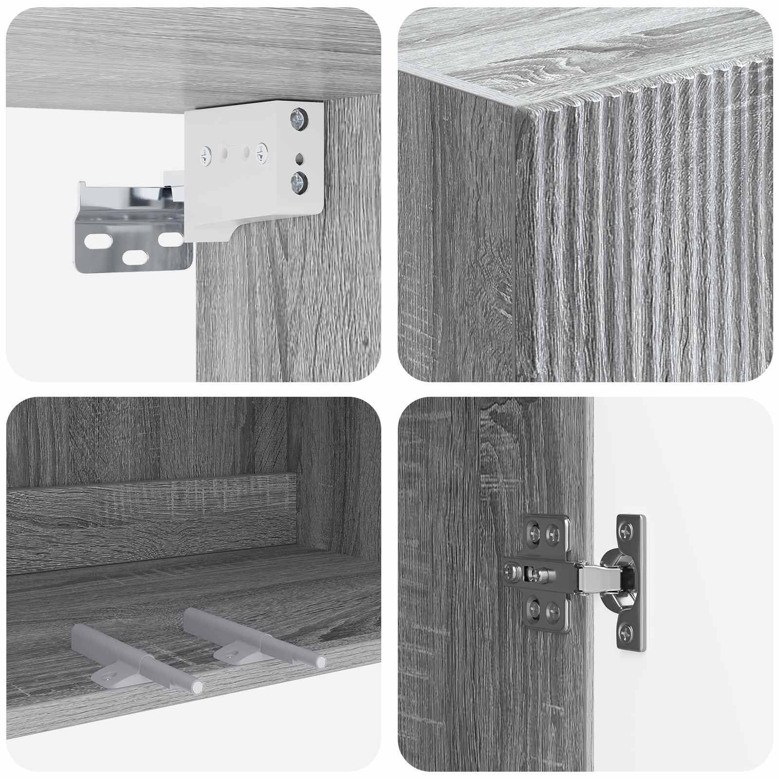 Mobiletto a muro Sonoma grigio 66 x 34,5 x 90 cm | homemem39