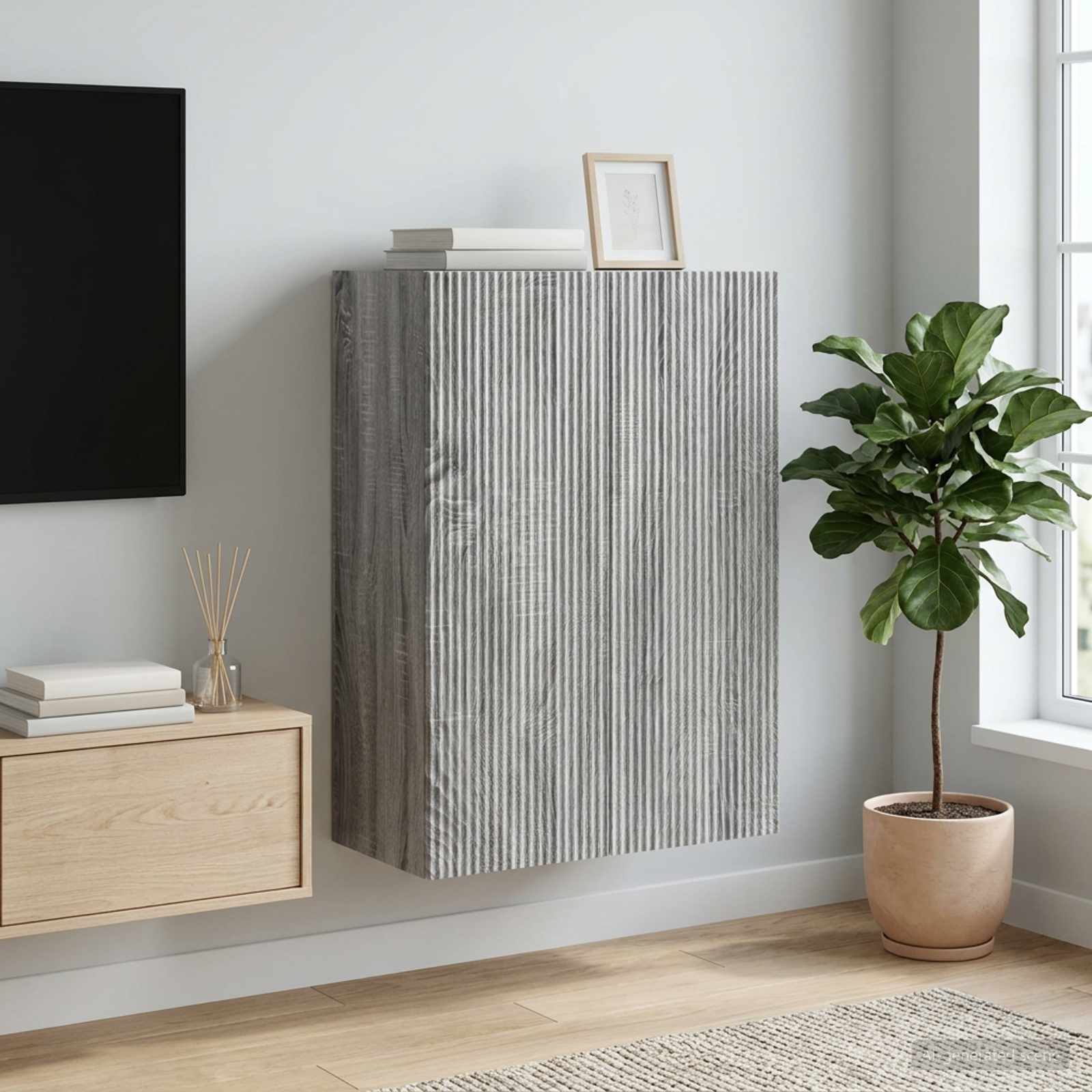 Mobiletto a muro Sonoma grigio 66 x 34,5 x 90 cm | homemem39
