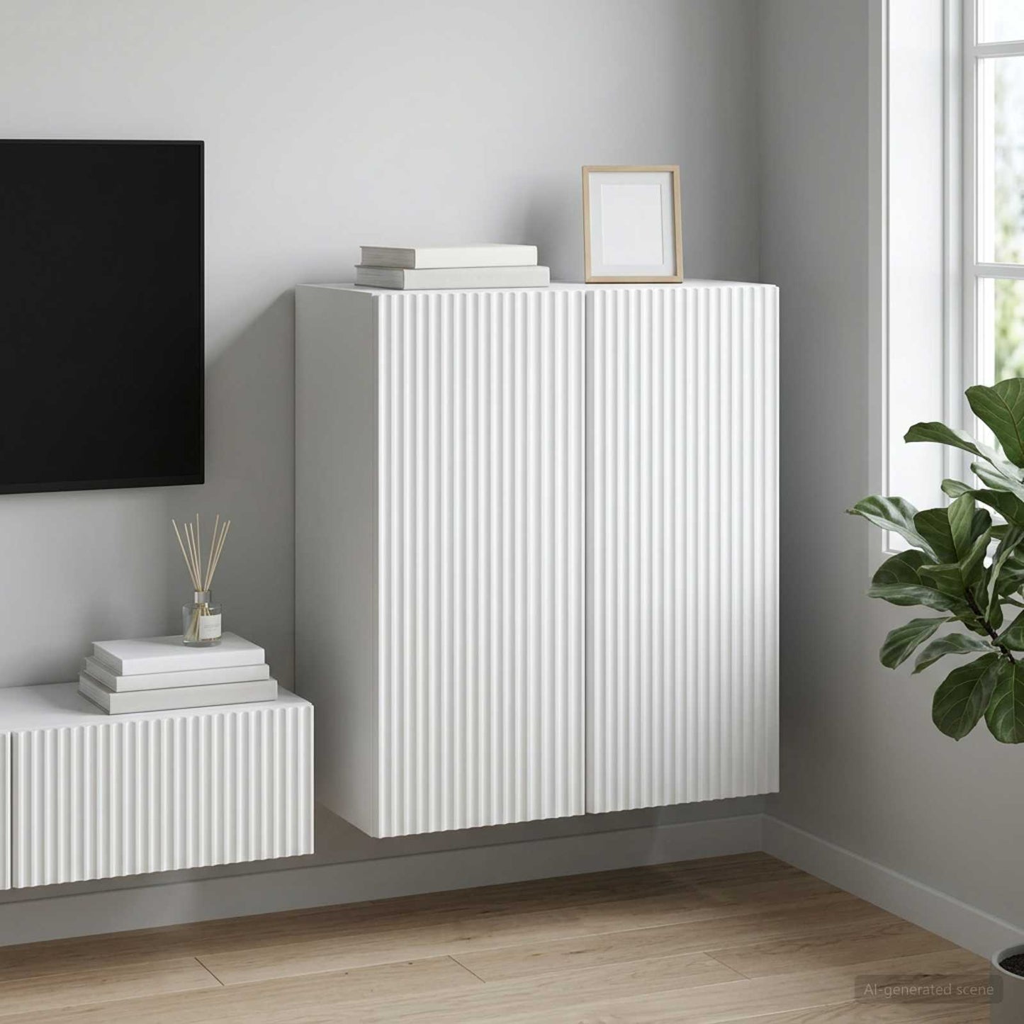 Mobiletto a muro 59 x 31 x 60 cm Legno ingegnerizzato Bianco | homemem39