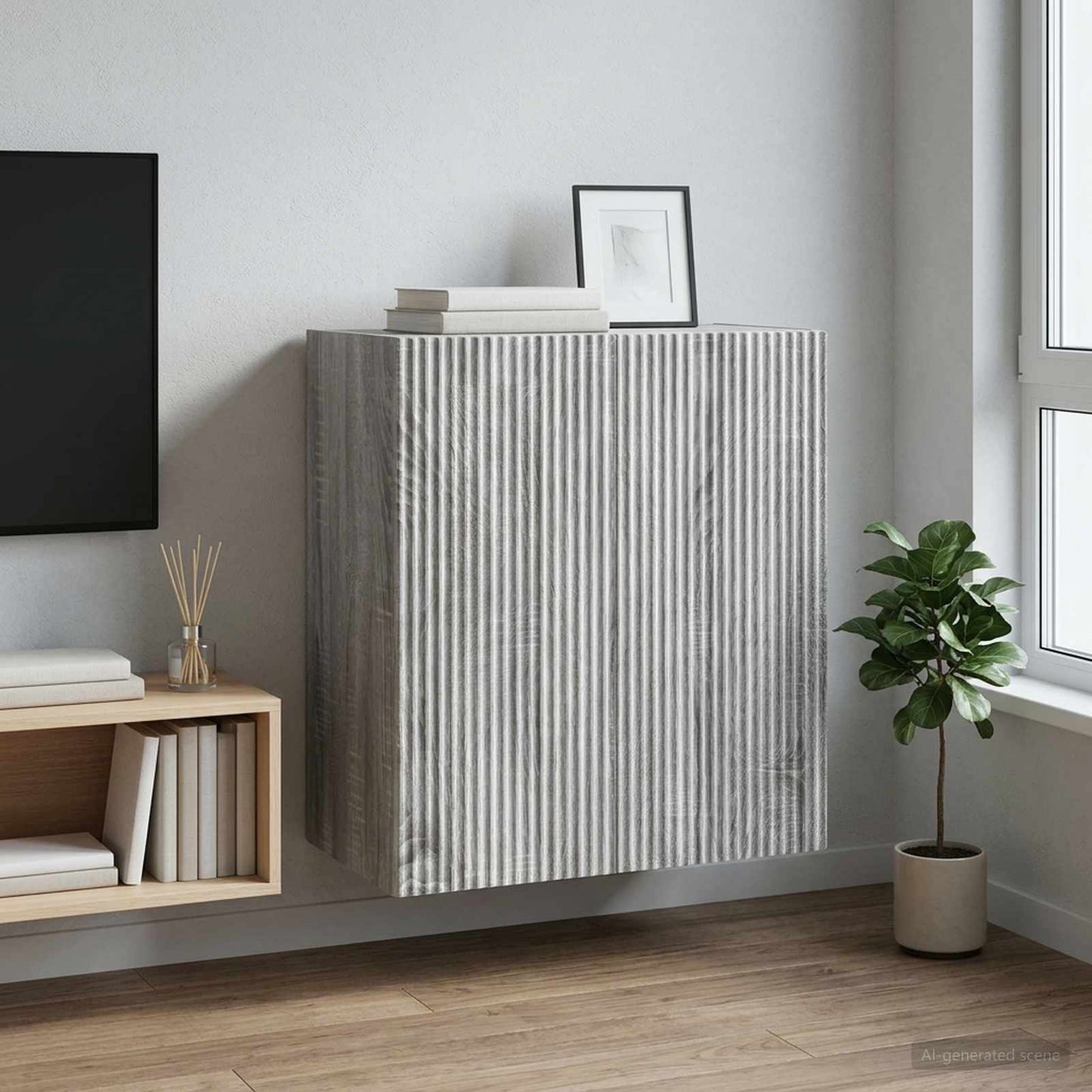 Mobiletto a muro Sonoma grigio 59 x 31 x 60 cm