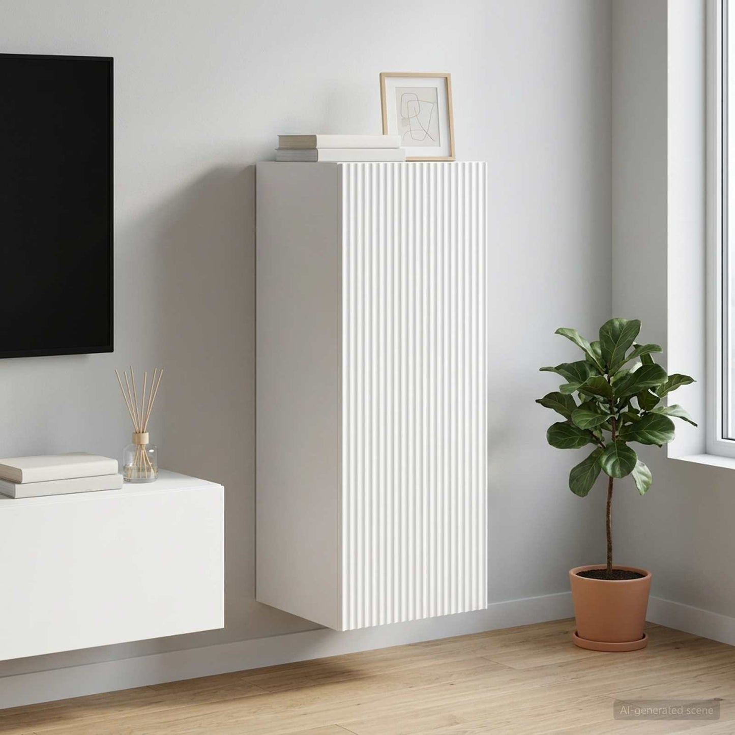 Mobiletto a muro 33 x 34,5 x 90 cm Legno ingegnerizzato Bianco