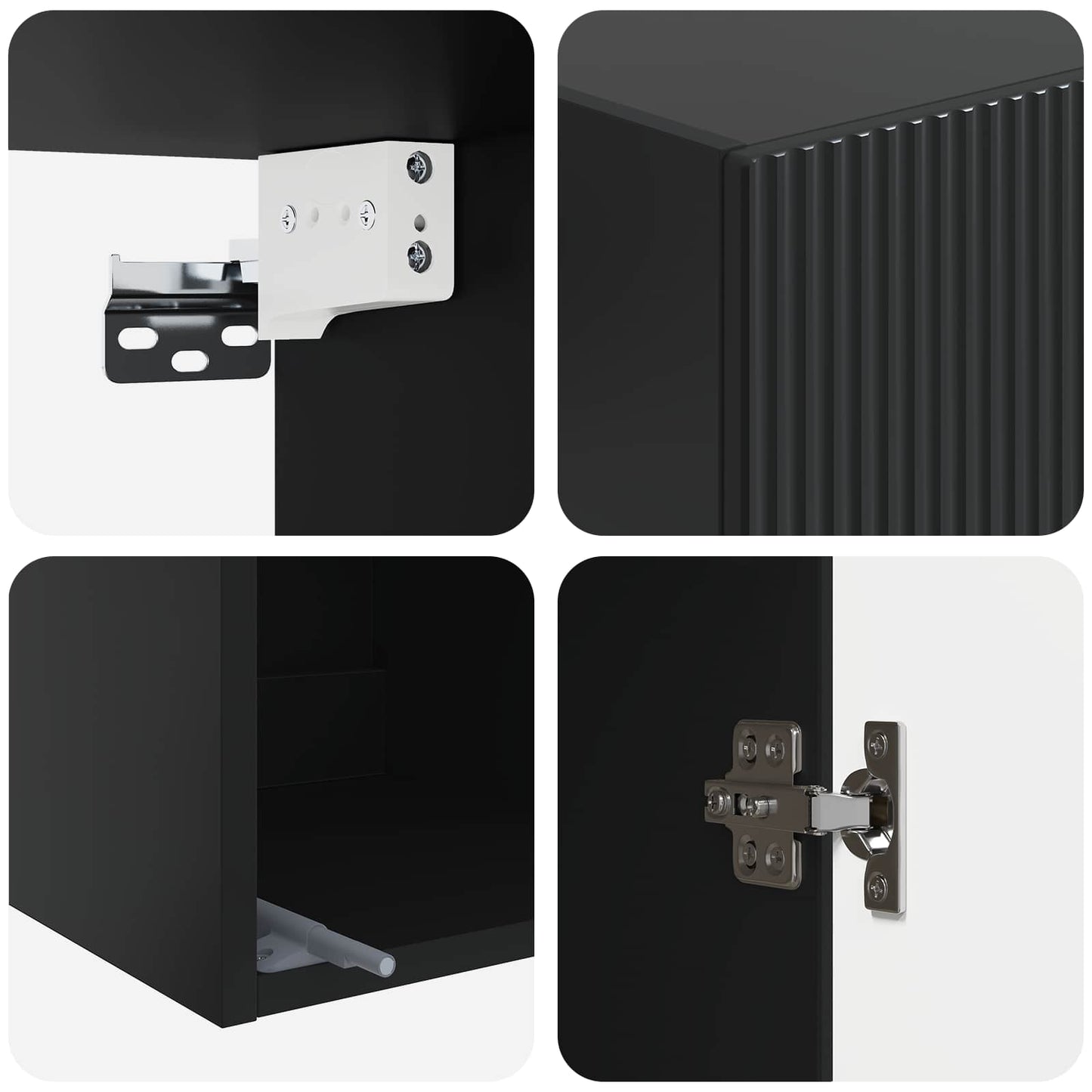 Mobiletto a muro Nero 33 x 34,5 x 90 cm Legno ingegnerizzato | homemem39