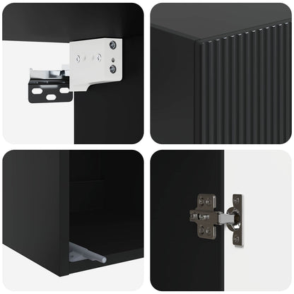 Mobiletto a muro Nero 33 x 34,5 x 90 cm Legno ingegnerizzato | homemem39