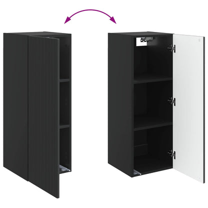 Mobiletto a muro Nero 33 x 34,5 x 90 cm Legno ingegnerizzato | homemem39