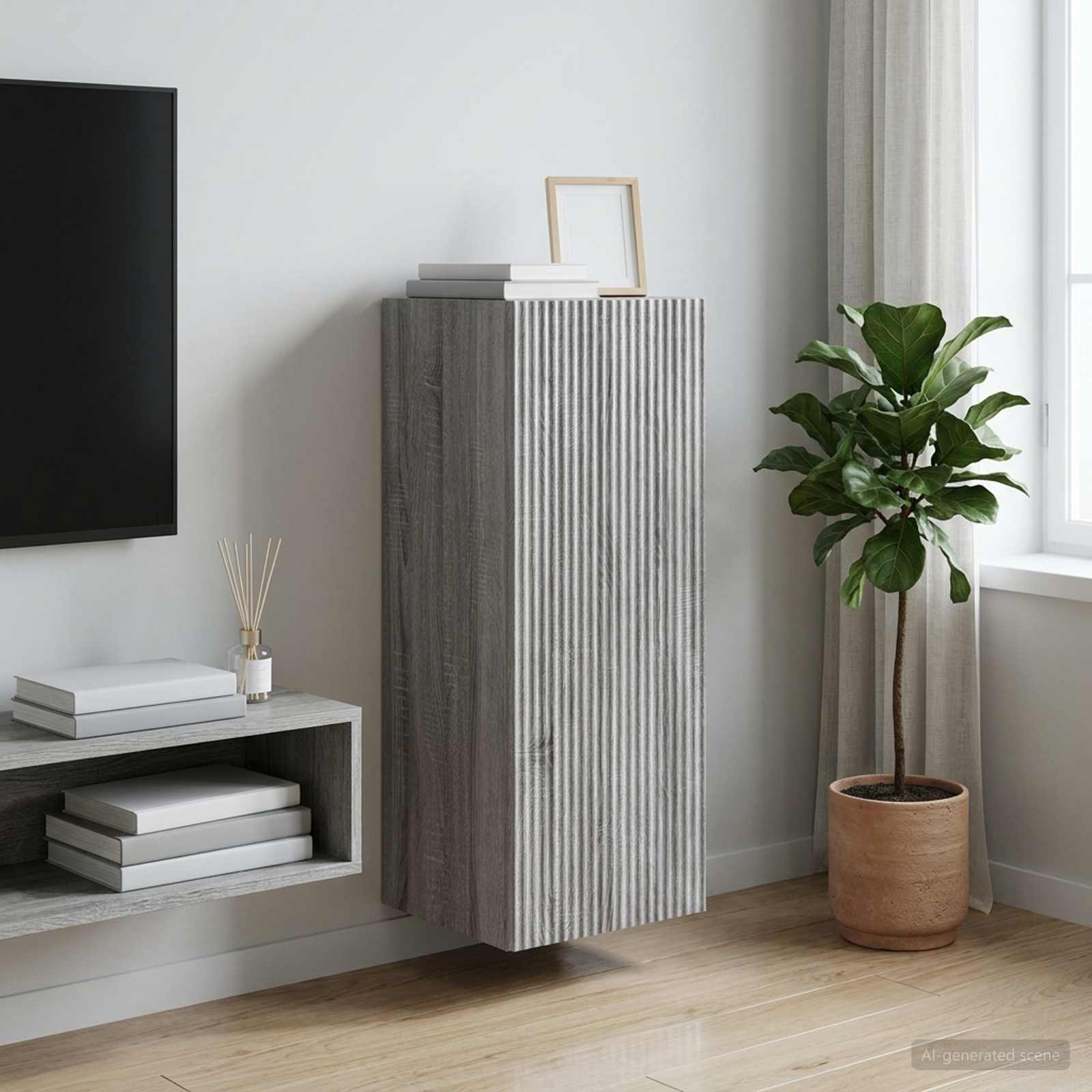 Mobiletto a muro Sonoma grigio 33 x 34,5 x 90 cm | homemem39
