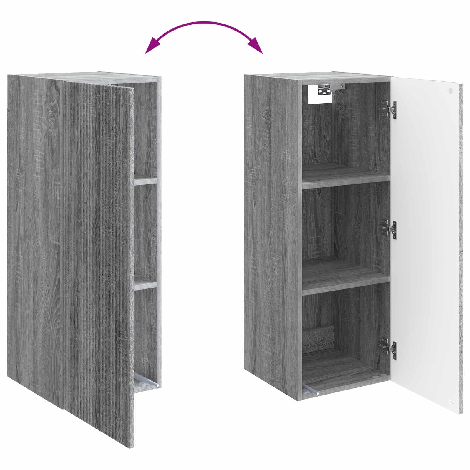 Mobiletto a muro Sonoma grigio 33 x 34,5 x 90 cm | homemem39