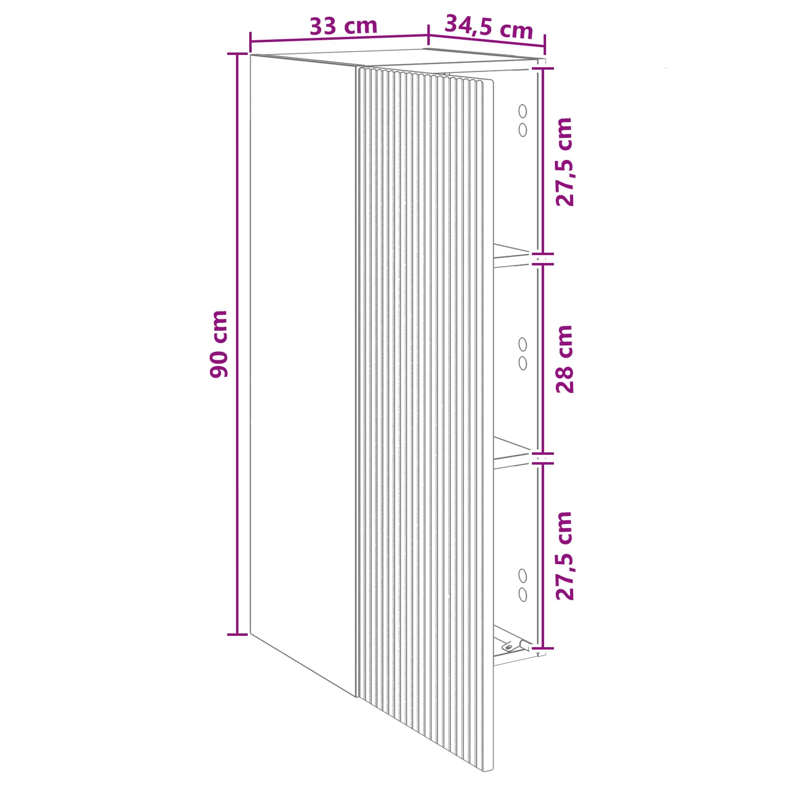 Mobiletto a muro 33 x 34,5 x 90 cm Legno ingegnerizzato | homemem39