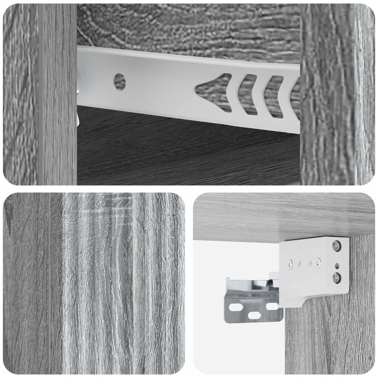 Mobiletto da notte a muro Grigio Sonoma 33 x 34,5 x 20 cm | homemem39