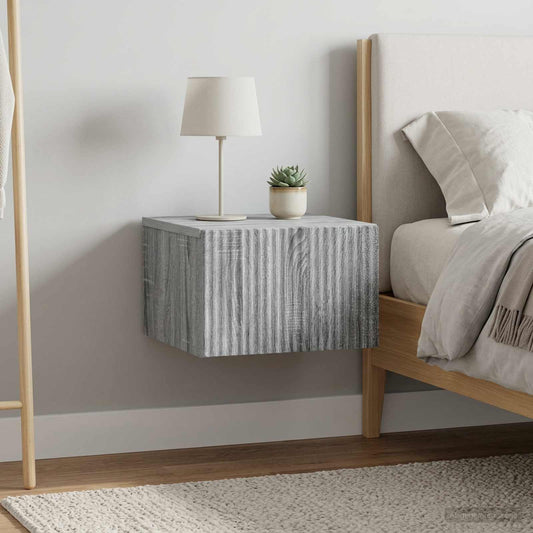 Mobiletto da notte a muro 2 pz Grigio Sonoma 33 x 34,5 x 20 cm
