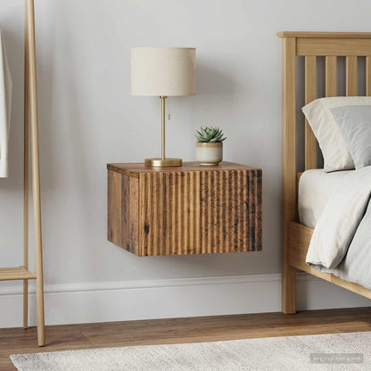 Mobiletto da notte a muro 2 pz Legno antico 33 x 34,5 x 20 cm