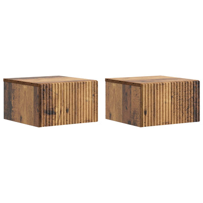 Mobiletto da notte a muro 2 pcs Legno antico 33 x 34,5 x 20 cm | homemem39