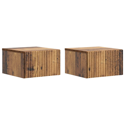 Mobiletto da notte a muro 2 pcs Legno antico 33 x 34,5 x 20 cm | homemem39