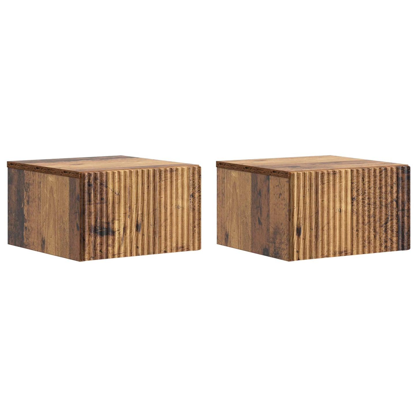 Mobiletto da notte a muro 2 pz Legno antico 33 x 34,5 x 20 cm