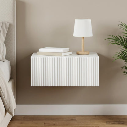 Mobiletto da notte a muro con cassetto Bianco 49 x 34,5 x 20 cm