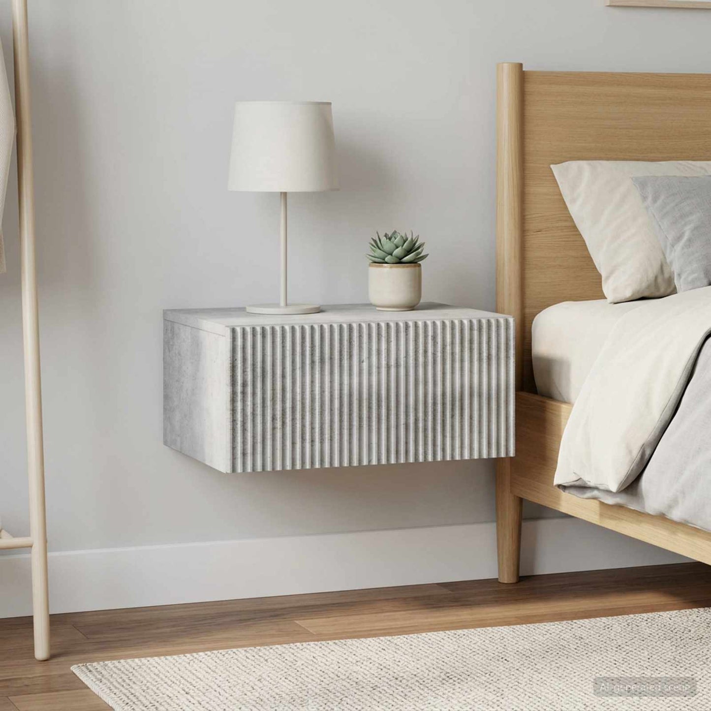 Mobiletto da notte a muro 2 pz Grigio Cemento 49 x 34,5 x 20 cm