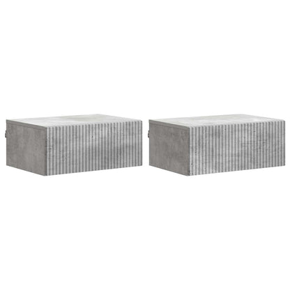Mobiletto da notte a muro con cassetto 2 pcs Grigio Cemento | homemem39