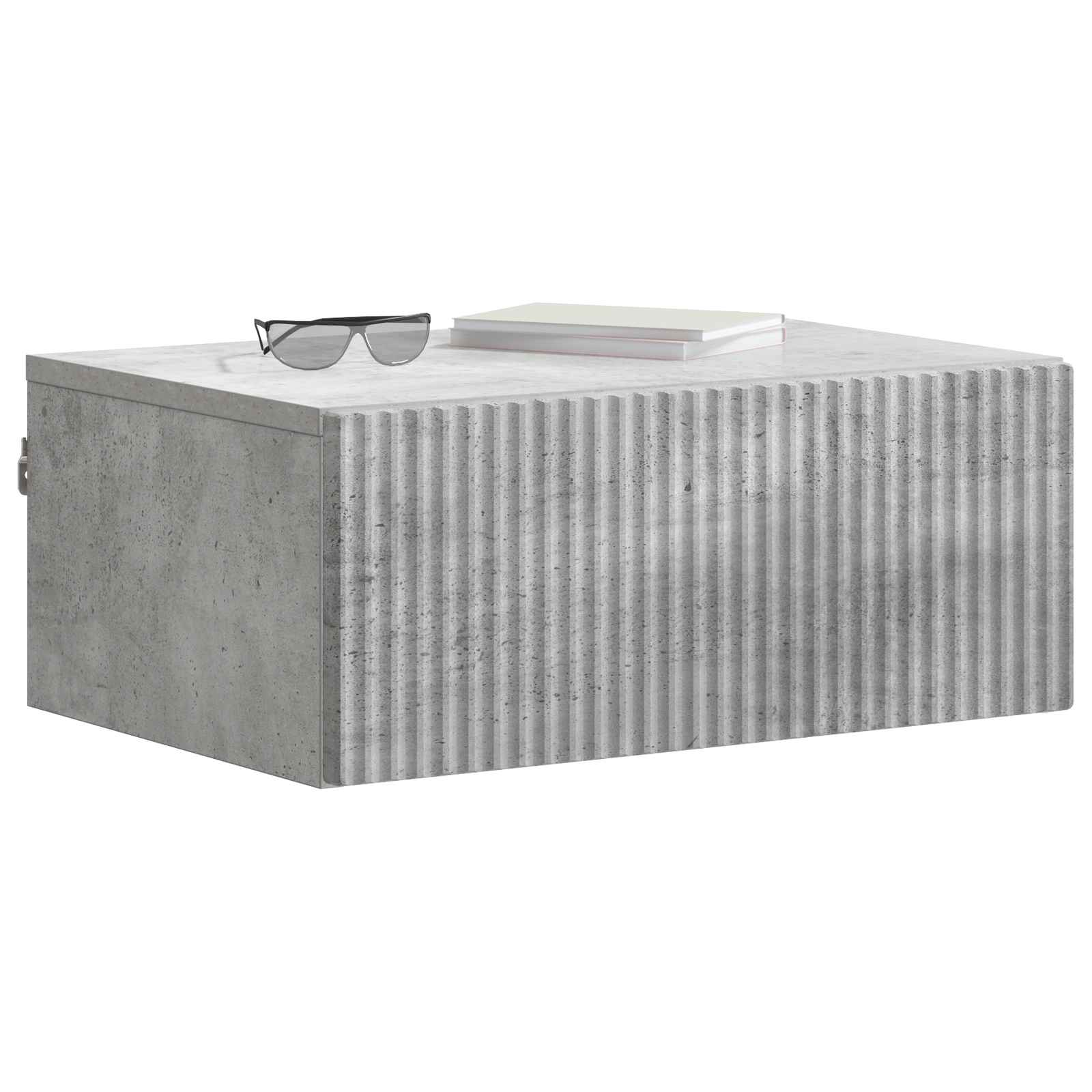 Mobiletto da notte a muro con cassetto 2 pcs Grigio Cemento | homemem39