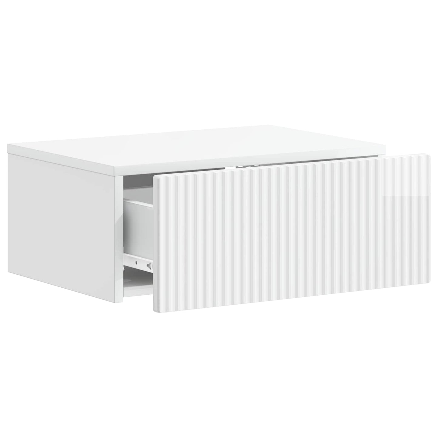 Mobiletto da notte a muro Bianco Lucido 49 x 34,5 x 20 cm