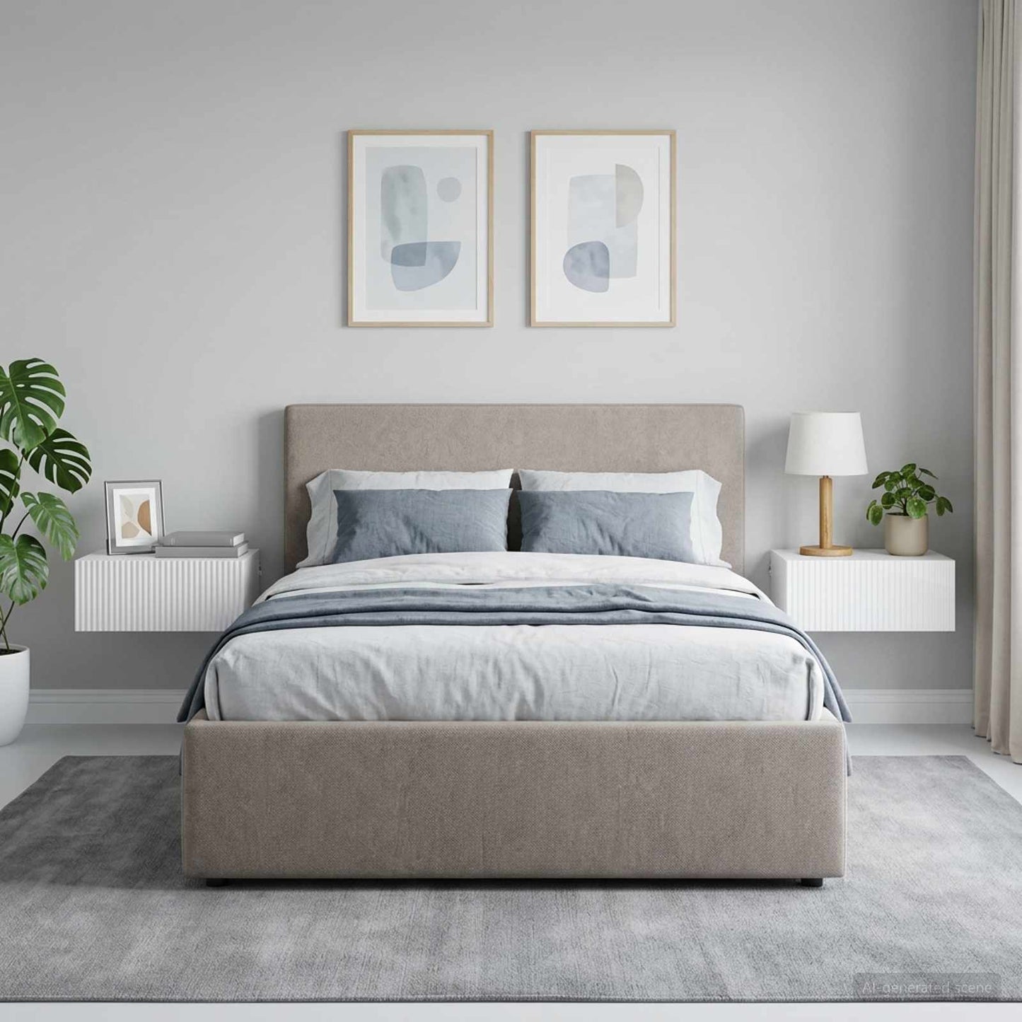 Mobiletto da notte a muro 2 pz Bianco Lucido 49 x 34,5 x 20 cm
