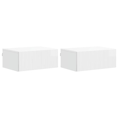 Mobiletto da notte a muro 2 pcs Bianco Lucido 49 x 34,5 x 20 cm | homemem39