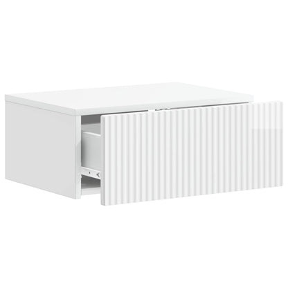 Mobiletto da notte a muro 2 pz Bianco Lucido 49 x 34,5 x 20 cm